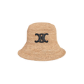 Celine Miel Triomphe Bucket Hat In Raffia