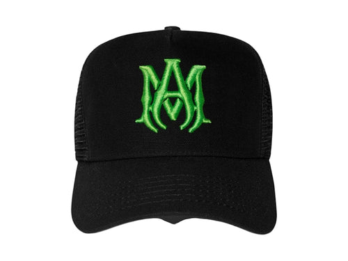 AMIRI MA Logo Trucker Hat Cap Black/Green