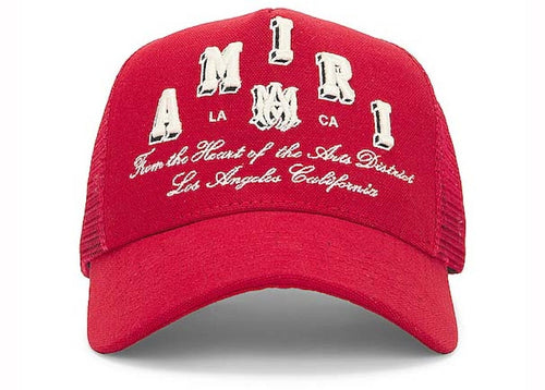 AMIRI Varsity Logo Trucker Cap Red