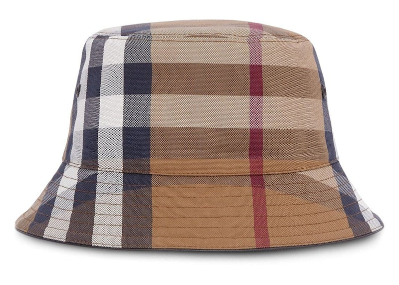 Burberry Check Cotton Canvas Bucket Hat Birch Brown