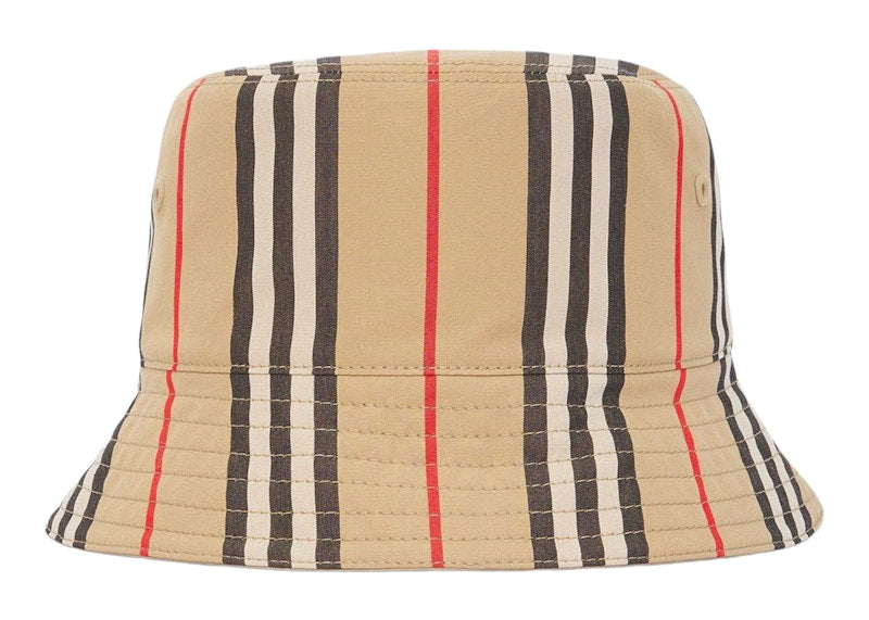 Burberry Reversible Icon Striped Bucket Hat Beige