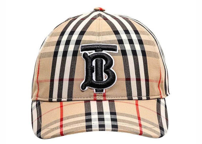 Burberry TB Logo Check Cap (8038504) Archive Beige