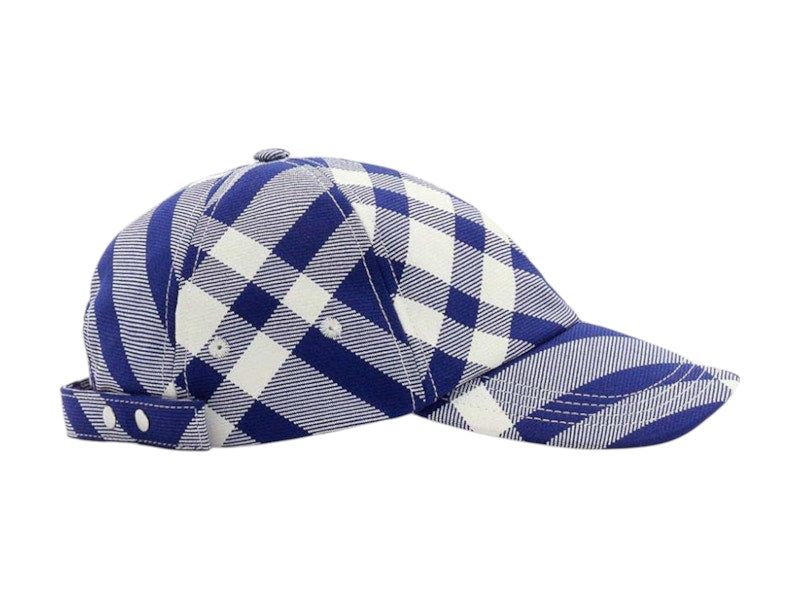 Burberry Tartan Pattern Baseball Cap Blue White