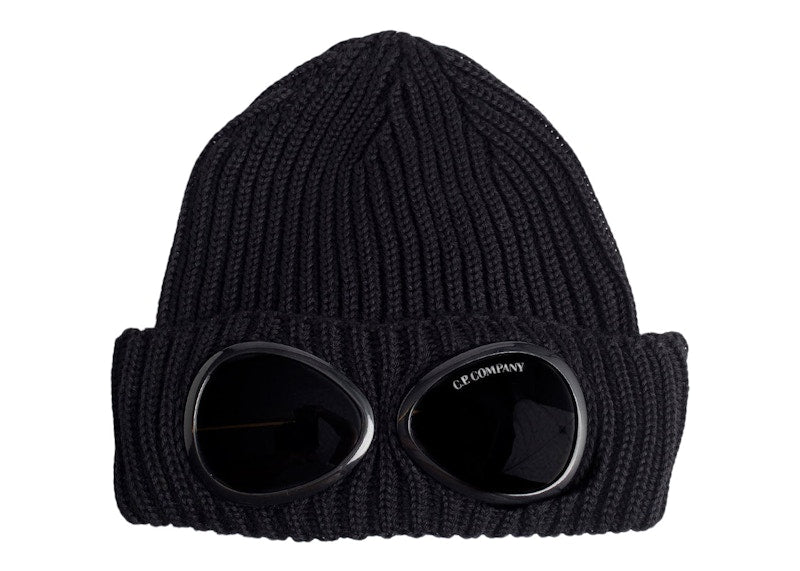 C.P. Company Cotton Goggle Beanie Black