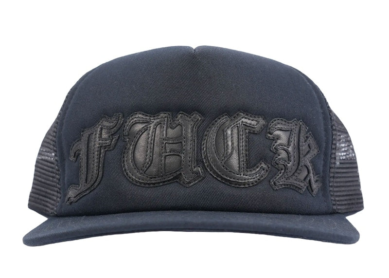 Chrome Hearts FUCK Letter Patch Trucker Cap Black/Black