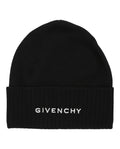 Givenchy Ribbed Embroidered Logo Beanie Black White