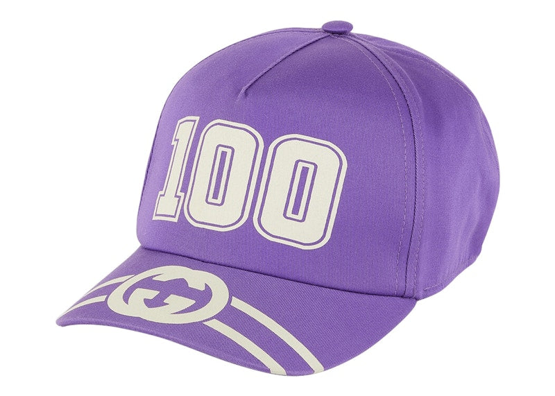 Gucci 100 Baseball Velcro Strap Cap Purple/White