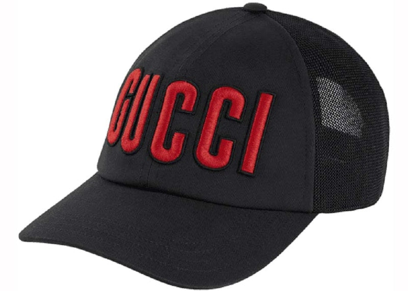 Gucci Embroidered Logo Baseball Cap Black/Red