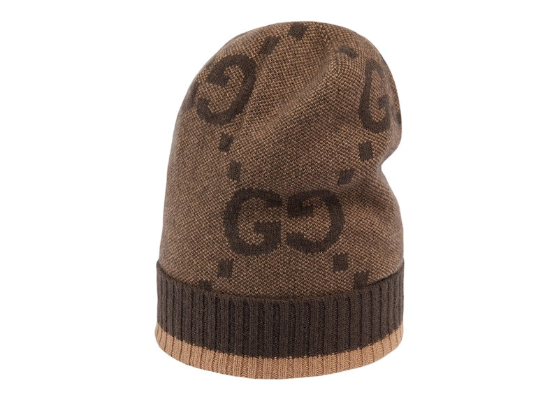 Gucci GG Cashmere Hat Beige/Dark Brown