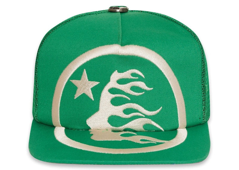 Hellstar Big Logo Trucker Snapback Hat Green