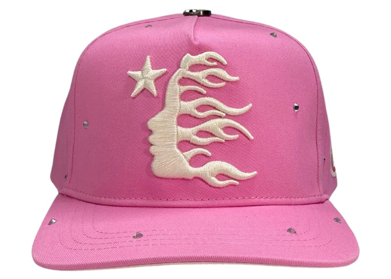 Hellstar OG Logo Rhinestone Snapback Hat Pink