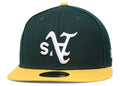 New Era Oakland Athletics Upside Down 59Fifty Fitted Hat Dark Green