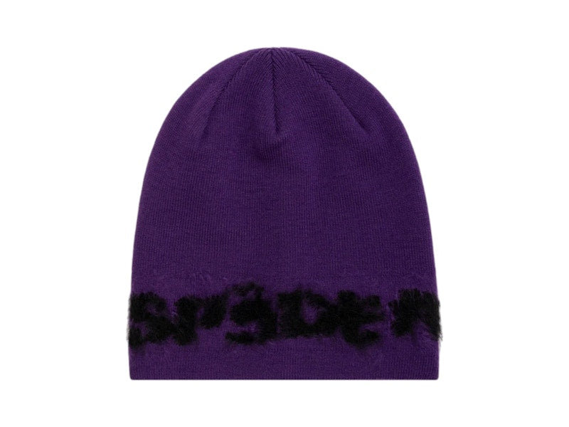Sp5der Fuzzy Logo Mohair Beanie Purple