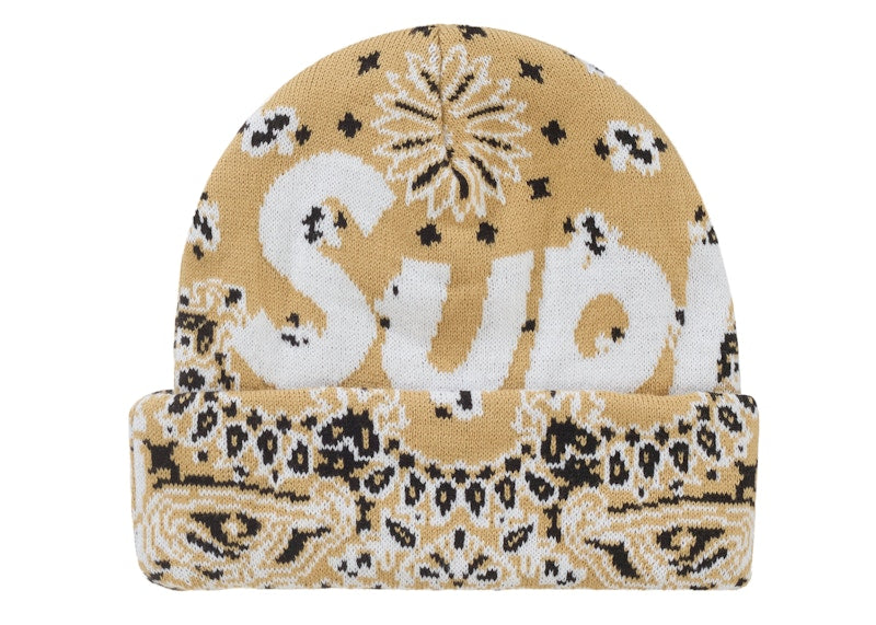 Supreme Bandana Big Logo Beanie Beige