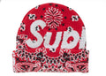 Supreme Bandana Big Logo Beanie Red