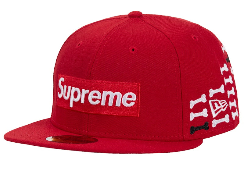 Supreme Bones Box Logo New Era 59Fifty Fitted Hat Red
