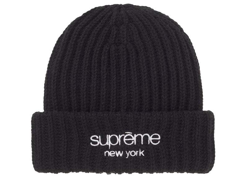 Supreme Chunky Rib Classic Logo Beanie Black