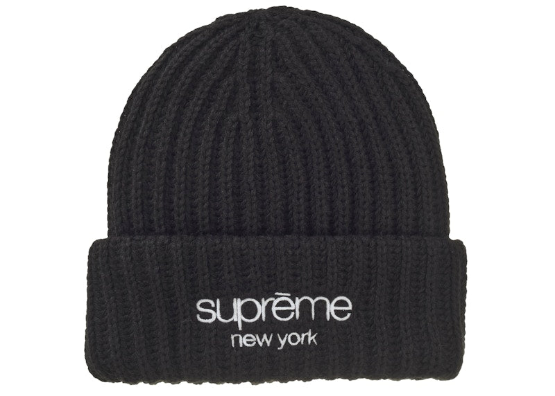 Supreme Classic Logo Chunky Ribbed Beanie (FW24) Black