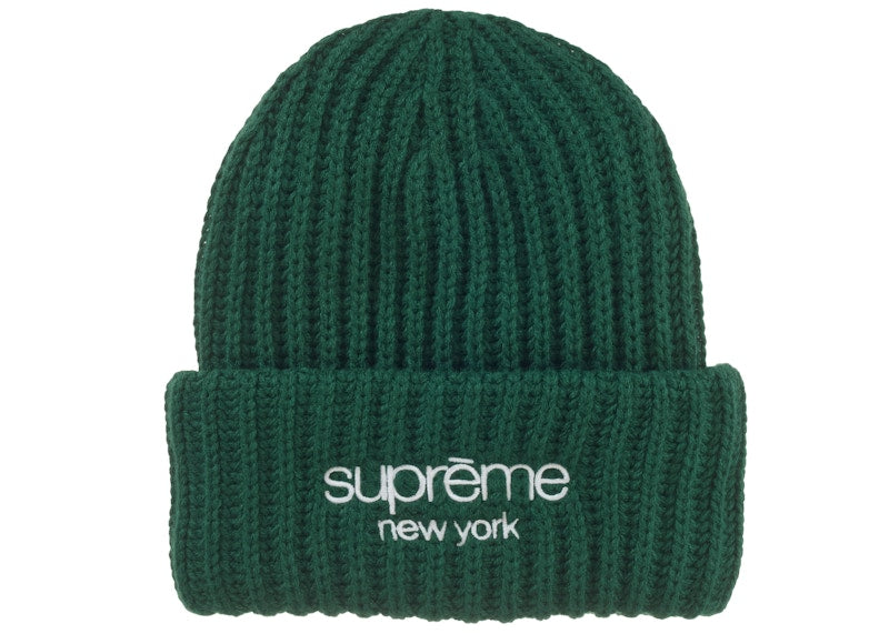 Supreme Classic Logo Chunky Ribbed Beanie (FW24) Dark Green