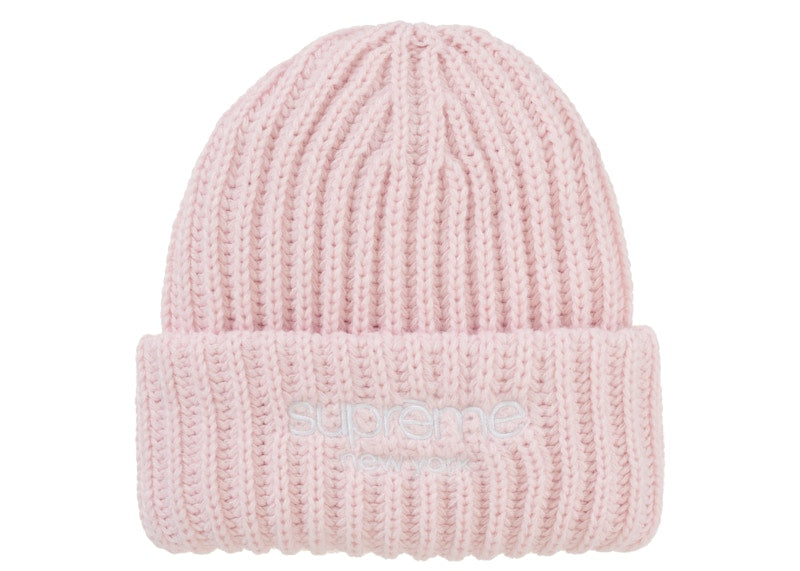 Supreme Classic Logo Chunky Ribbed Beanie (FW24) Light Pink