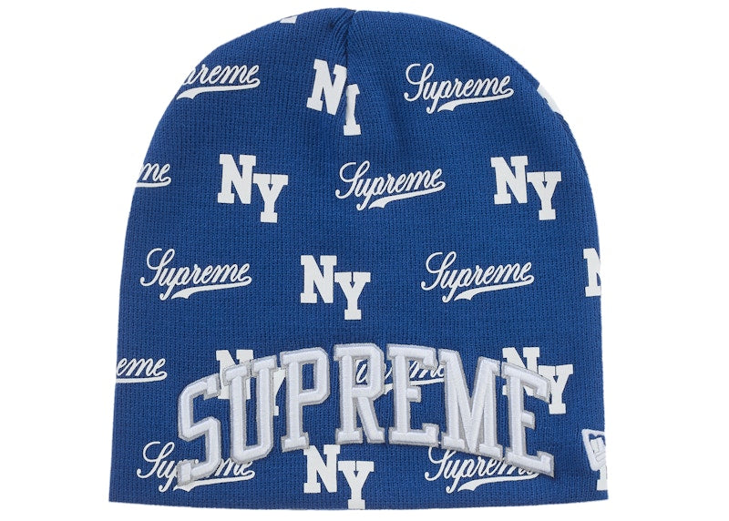 Supreme New Era Monogram Beanie Blue