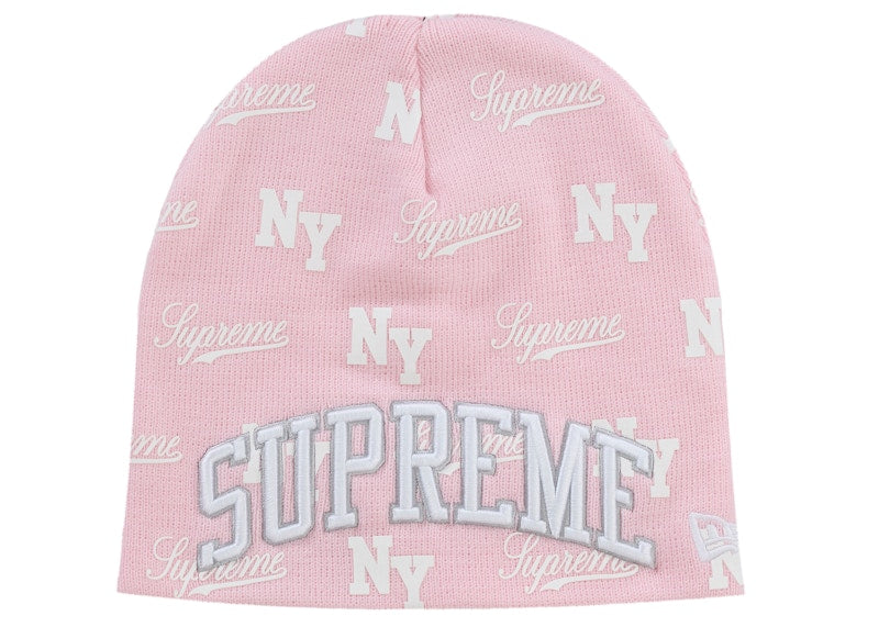 Supreme New Era Monogram Beanie Pink