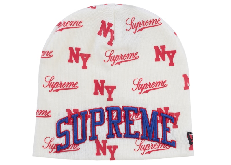 Supreme New Era Monogram Beanie White
