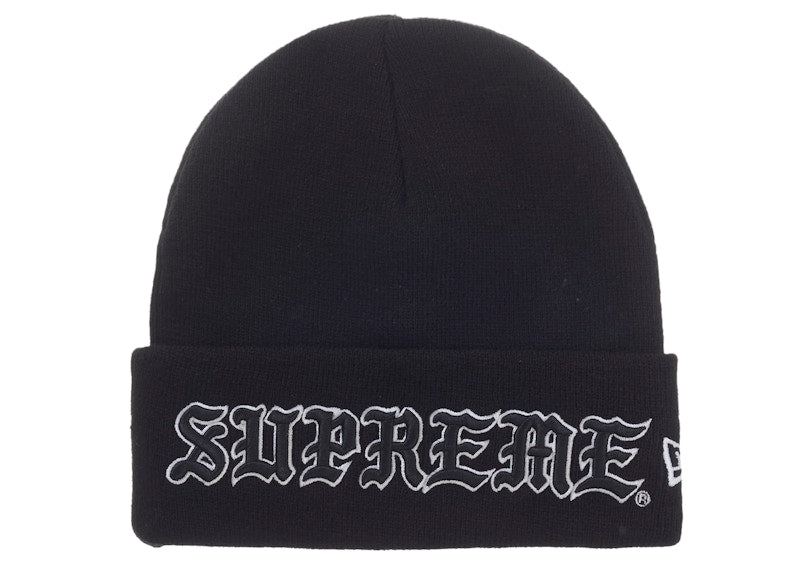 Supreme New Era Old English Beanie Black