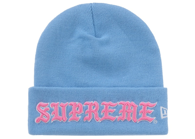 Supreme New Era Old English Beanie Blue
