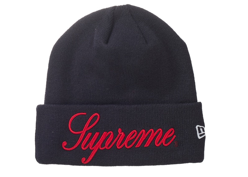 Supreme New Era Script Beanie Navy