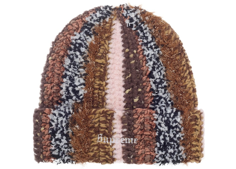 Supreme Tinsel Stripe Beanie Brown