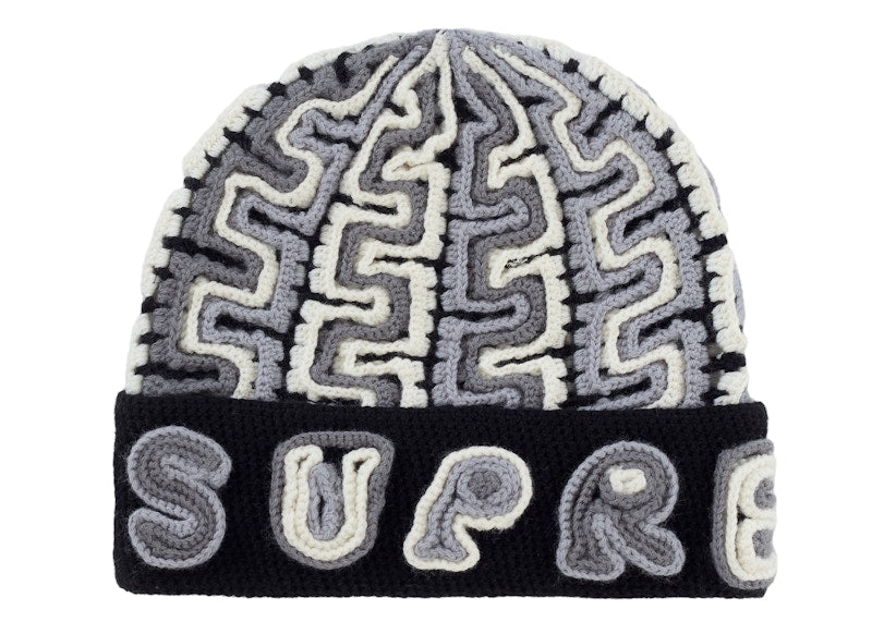 Supreme Yarn Applique Beanie Black